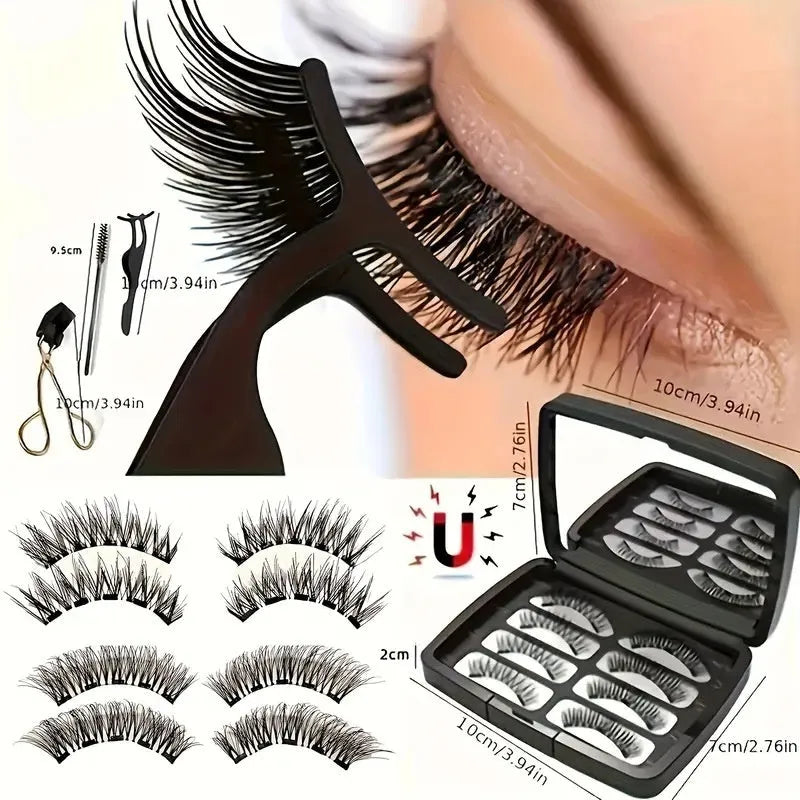 Magnetic suction false eyelashes with integrated soap holder, glue-free artificial fibre, 50g set, 75x75x25mm