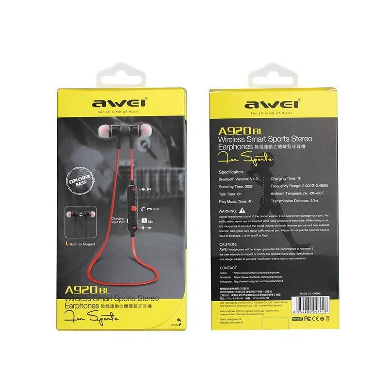 Black neck-hanging in-ear Bluetooth headset with Jerry chip, 10 metre range, plastic body, earplug style
