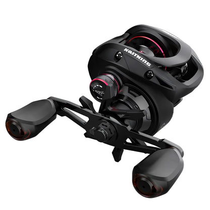 Drip wheel fishing reel for lure fishing available in left or right hand wheel models.