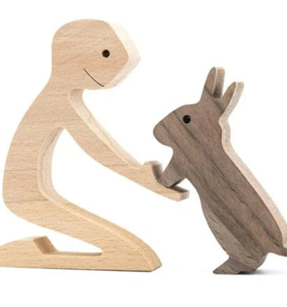 Nordic style wooden office desktop ornament with polished finish and bionic animal design
