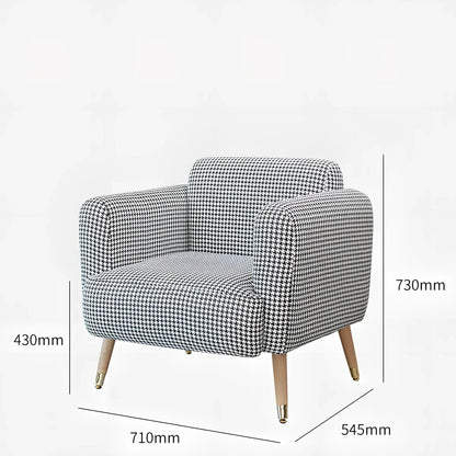 Modern fabric sofa chair in blue grey colour with 73cm width and medium density foam sponge filling
