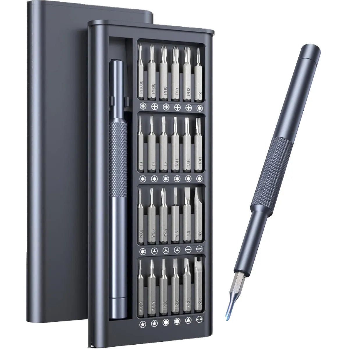 25-in-one screwdriver set with magnetic bits, chrome vanadium steel construction, and 110mm length for household repairs
