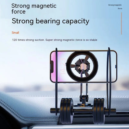All-metal magnetic car phone holder in silver colour with 360-degree rotation ball joint