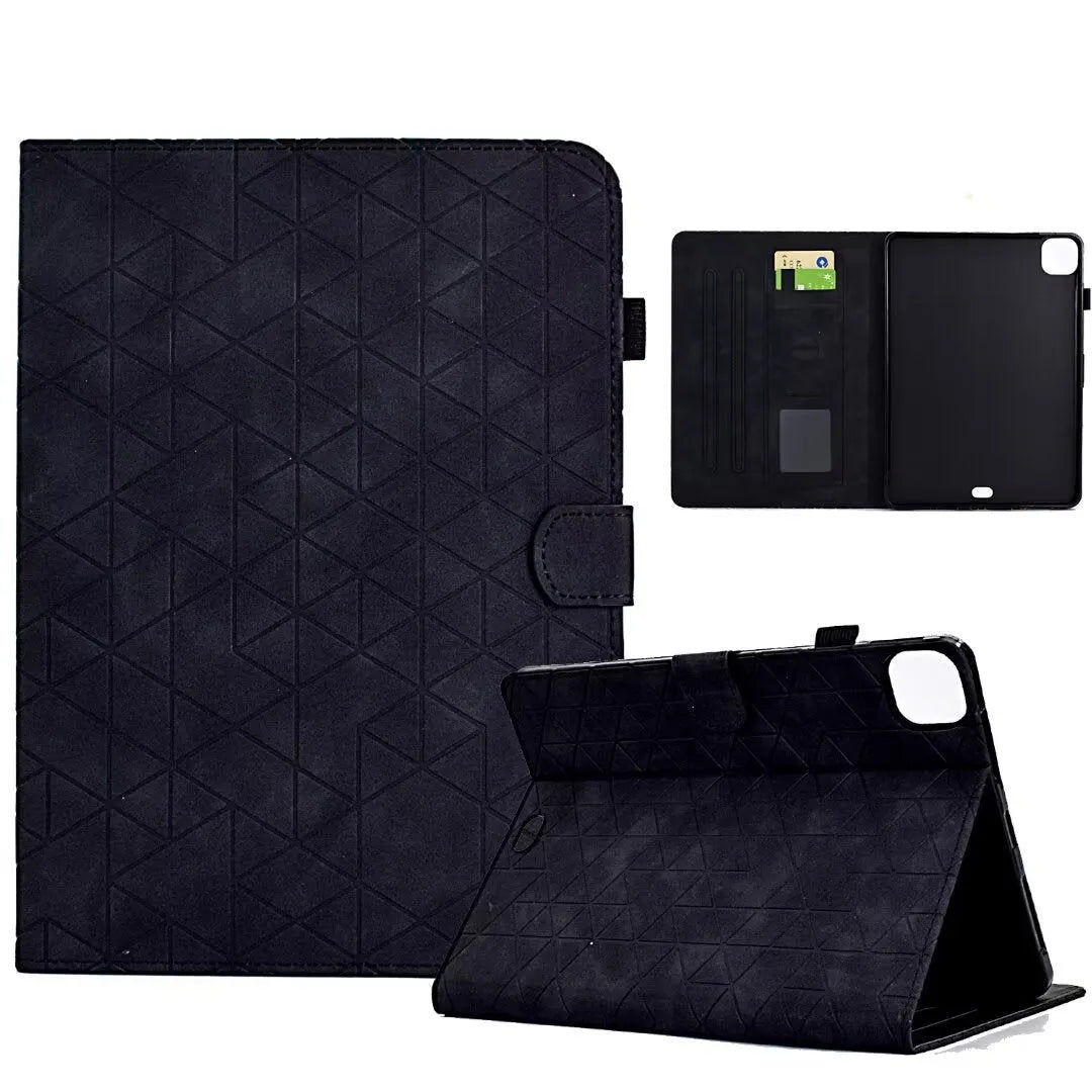 Diamond frosted leather tablet case with card holder for iPad Pro 11, shown in green