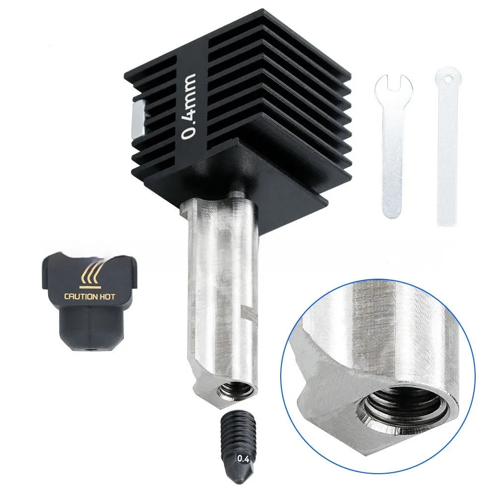 Bambu Lab A1 Mini 3D printer hot end assembly kit with hardened steel nozzles and black silicone sleeve