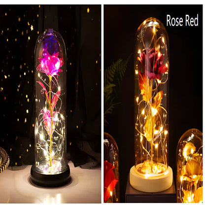 Little Prince Rose Glass Cover with 20cm diameter dome protecting plastic flower arrangement