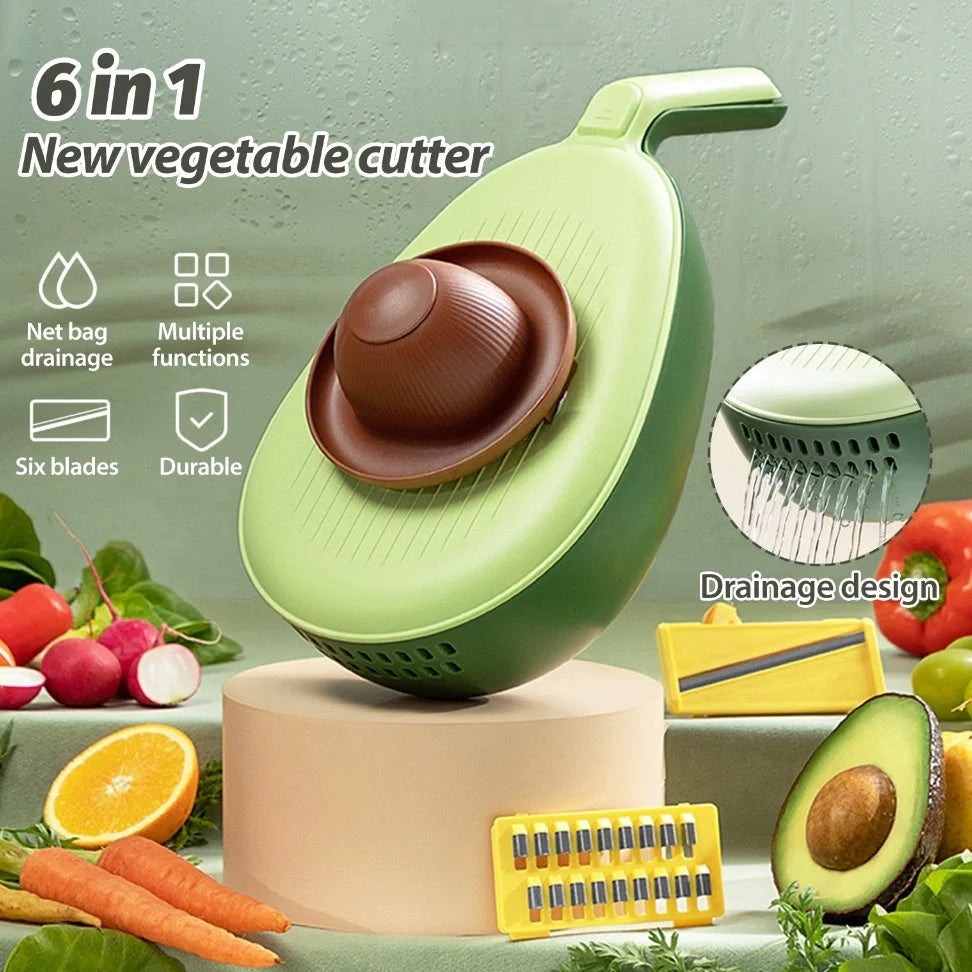 Stainless steel and PP vegetable grater with storage box in avocado green and mango yellow