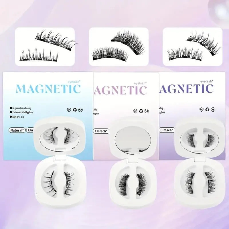 Magnetic suction false eyelashes with integrated soap holder, glue-free artificial fibre, 50g set, 75x75x25mm