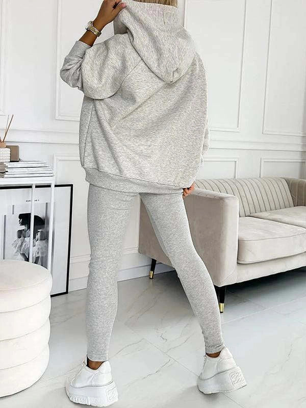 Women's 3-piece sports suit with hooded sweatshirt, vest, and slim trousers in various colours