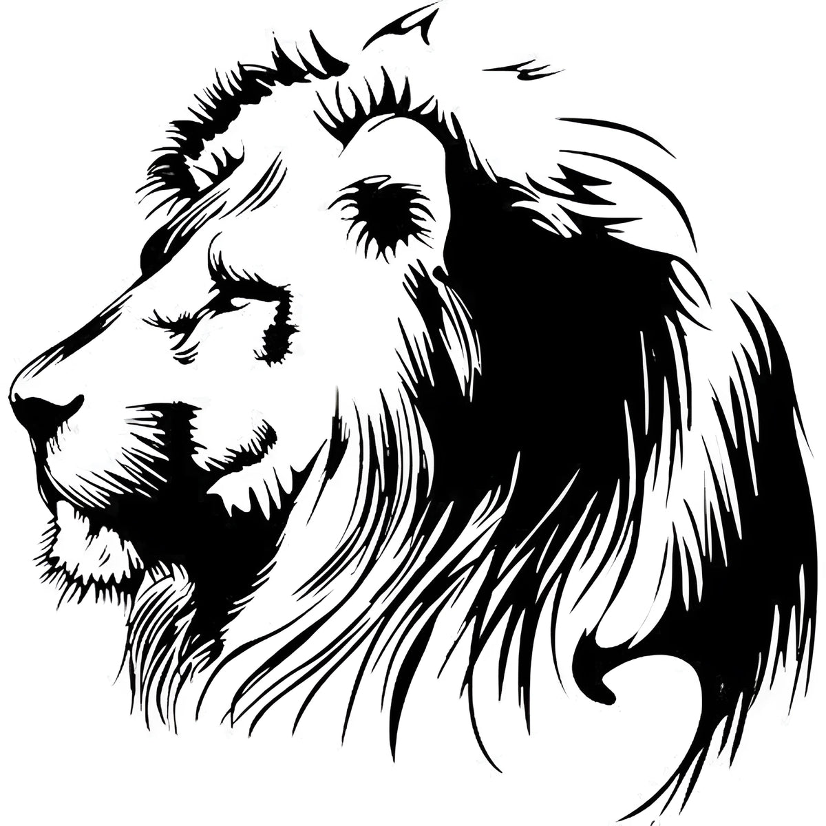 Personalized meditation lion car sticker in black or white, reflective material, 20 x 19.5 cm