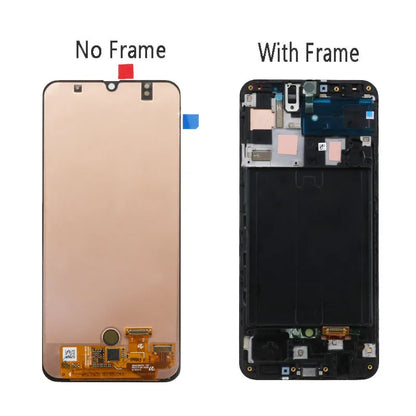 Oppo A50 A50S replacement LCD screen assembly with black bezel and pre-installed adhesive