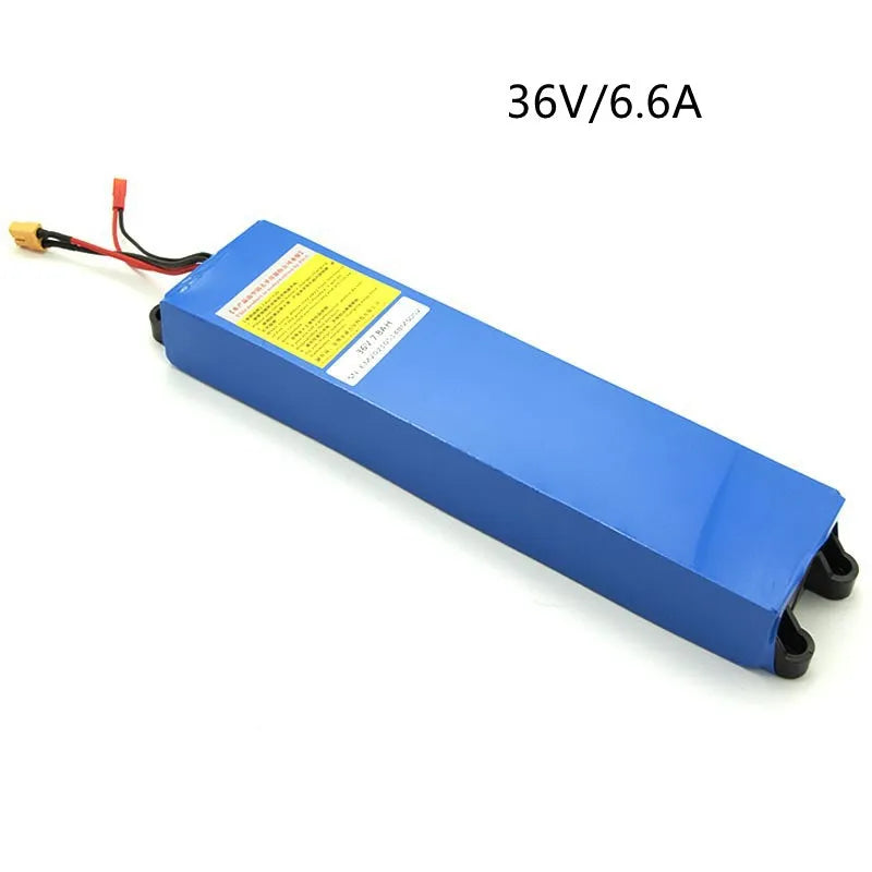 36V lithium battery pack for electric scooters with capacity options 6.6A, 7.8A, and 10.4A