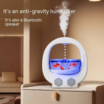 3-in-1 Anti-Gravity Humidifier with Bluetooth speaker and ambient light in white, pink, and black