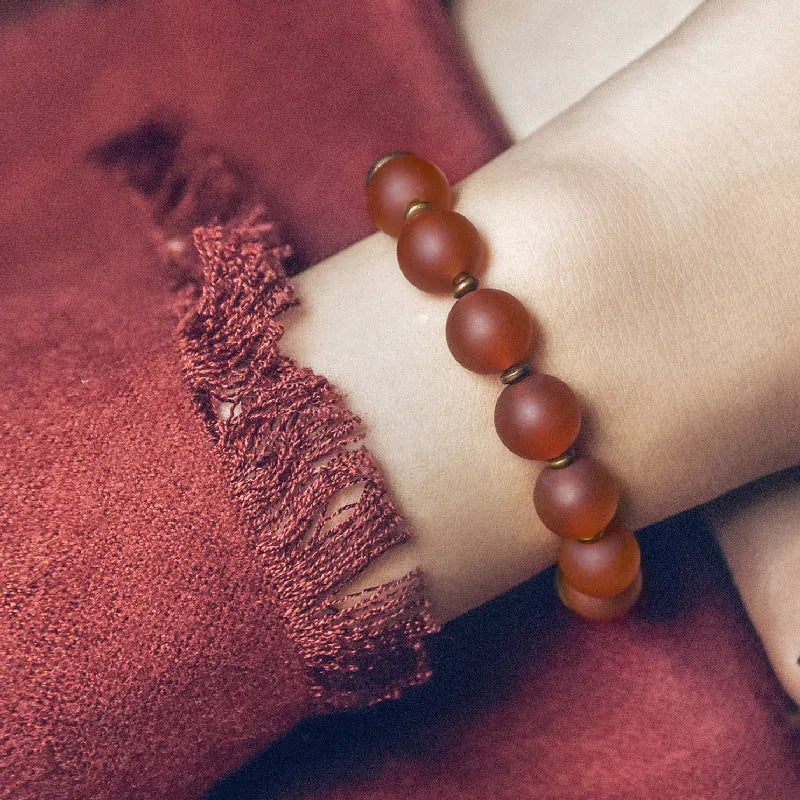 Natural agate couples bracelet with retro ethnic style in green and red colour options