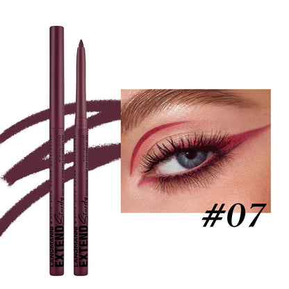 Set of 12 colourful gel glitter eyeliner pencils with matte metallic pearl finishes in waterproof smudgeproof formula
