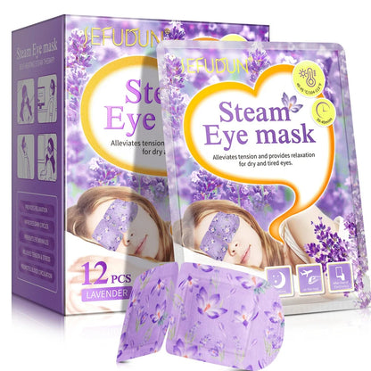 Disposable lavender-scented eye mask with steam heating technology, 12-piece pack
