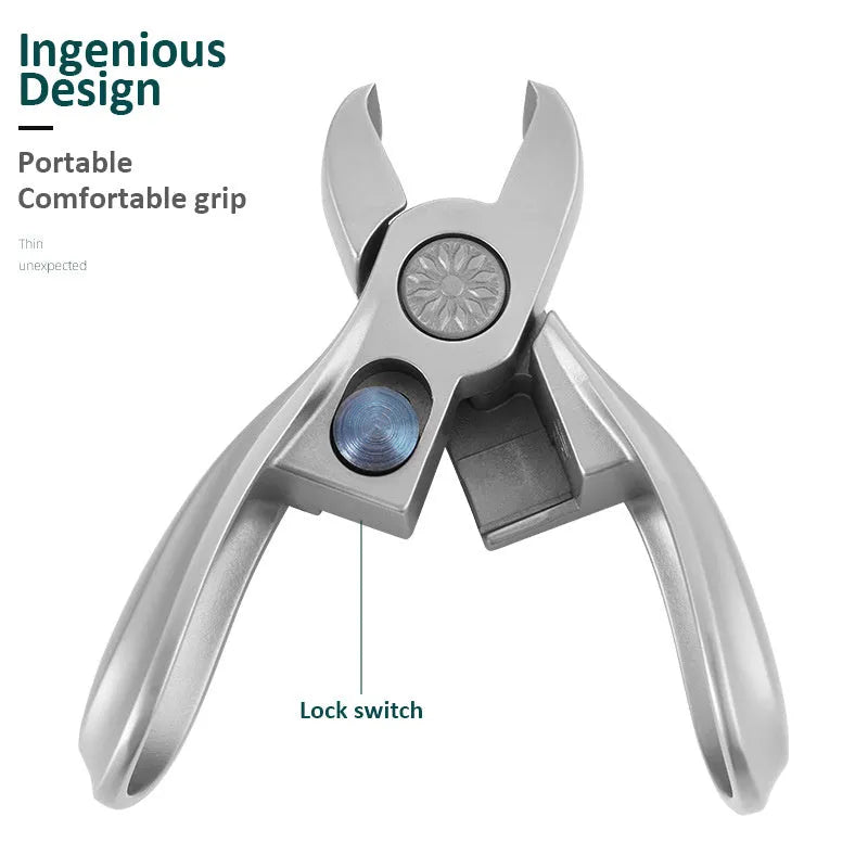 Large Opening Nail Clipper in 420J2 Tool Stainless Steel with Anti-Splash Design and Silver Finish for Manicure and Fingernail Trimming at Home