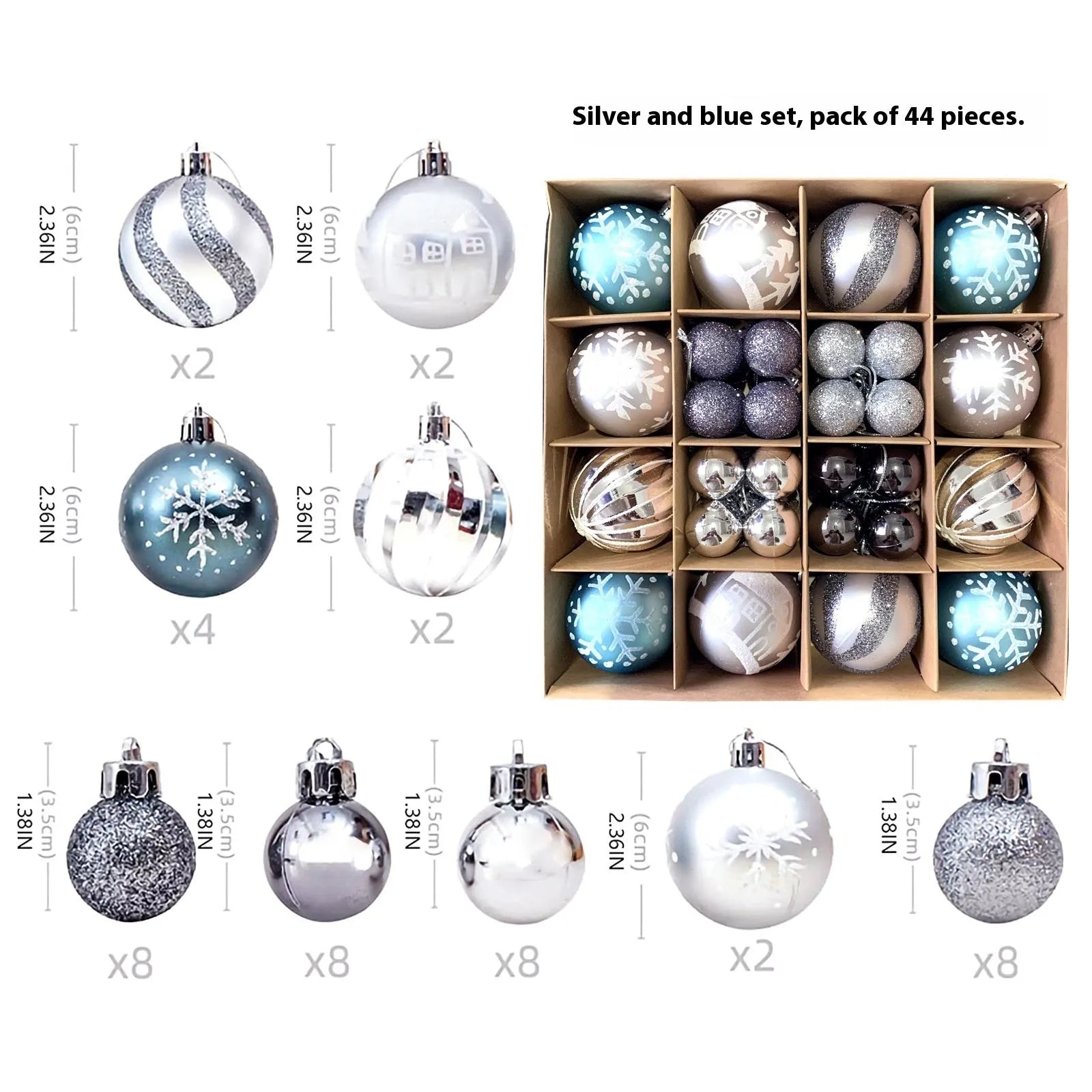 Christmas decoration pendant set with electroplated balls and painted gifts in cowhide presentation box