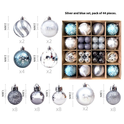 Christmas decoration pendant set with electroplated balls and painted gifts in cowhide presentation box