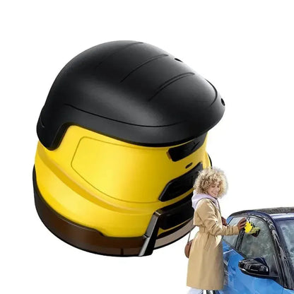 Yellow cordless electric snow scraper with USB charging cable for car window ice removal
