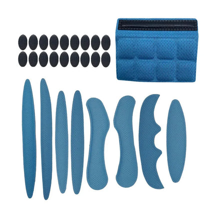 Cycling helmet liner with velcro chin pad in blue, black, red and grey colour options