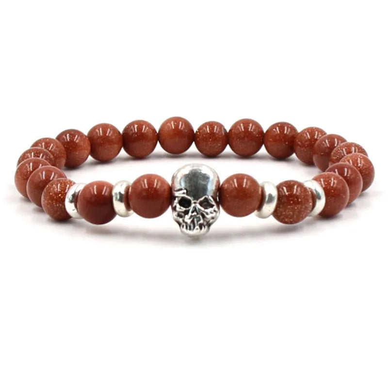 8mm natural white turquoise agate stone unisex stretch bracelet with geometric beads