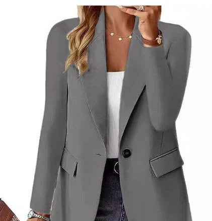 A stylish polyester cardigan jacket in a variety of solid colors, perfect for autumn wear.