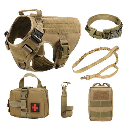 Six-piece dog training vest battle suit set in polyester fabric with adjustable straps