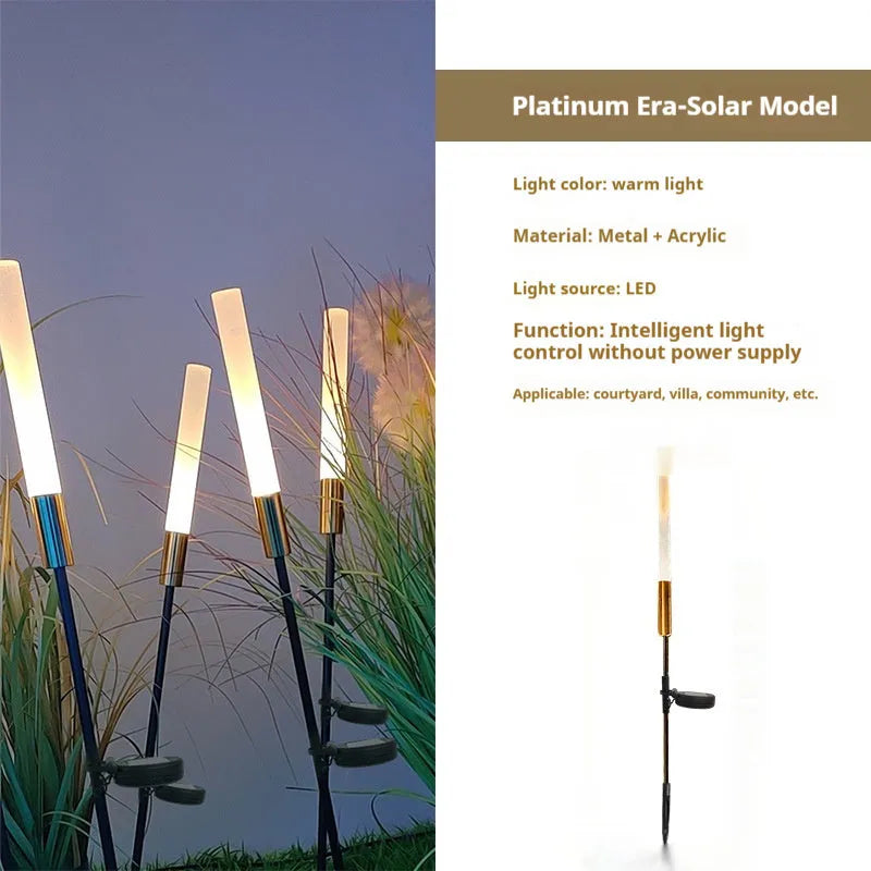 Solar or power outdoor LED lawn lamp in 650mm to 1400mm sizes with acrylic hardware and wheat lamp option