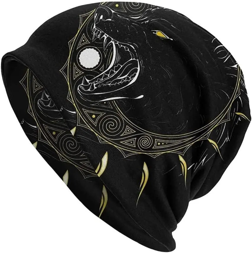 Viking totem wolf print double-layer elastic sleeve cap in various colours for hip hop street dance