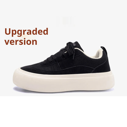 Men's platform casual shoes with raised sole in black colour showing round toe and lace-up front
