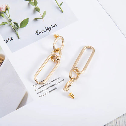 Sterling silver needle hoop earrings with geometry design and electroplated finish