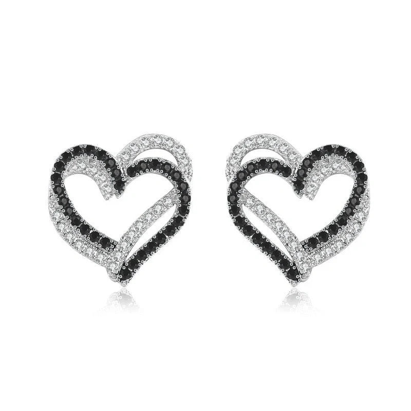 Elegant copper double buckle love earrings with heart details
