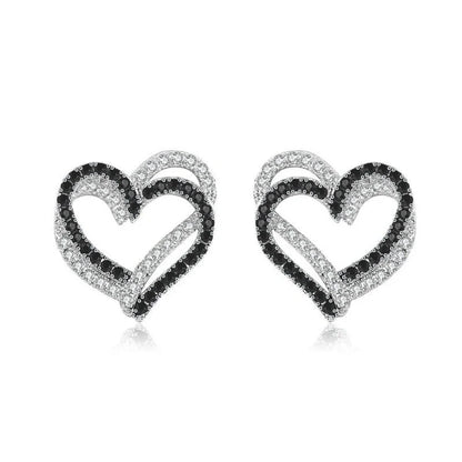 Elegant copper double buckle love earrings with heart details