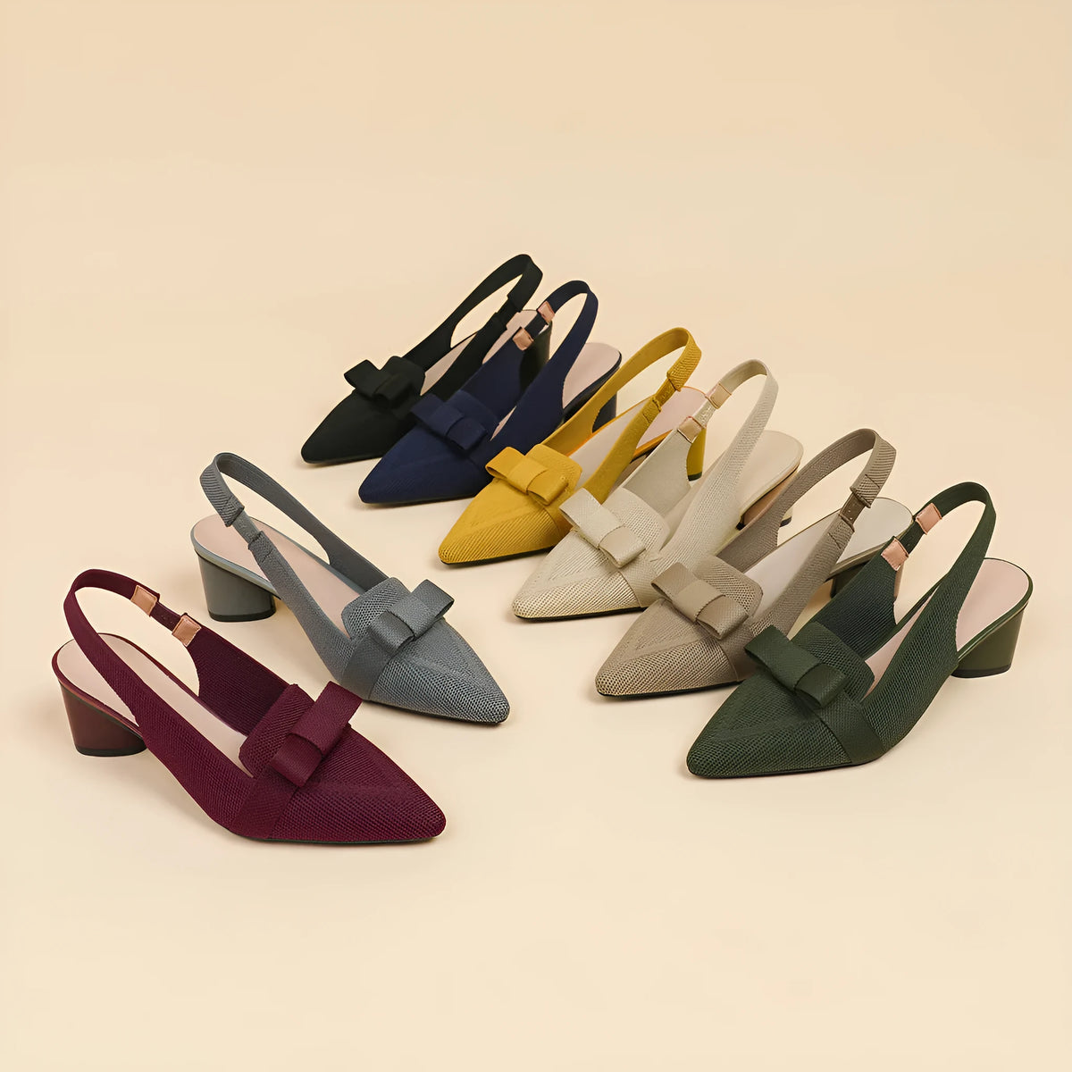 Women's closed toe high heel sandals with back strap and decorative bow in fabric uppers