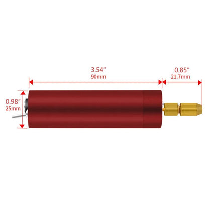 Small silver aluminium USB electric grinder tool with three drill bits and a wrench on a white background.