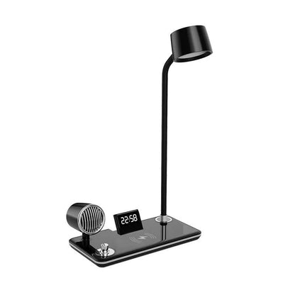 Intelligent wireless charging lamp with digital display time showing white or black colour options