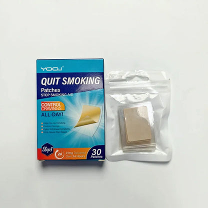 Box of 30 plant extract nicotine patches for smoking cessation with herbal ingredients
