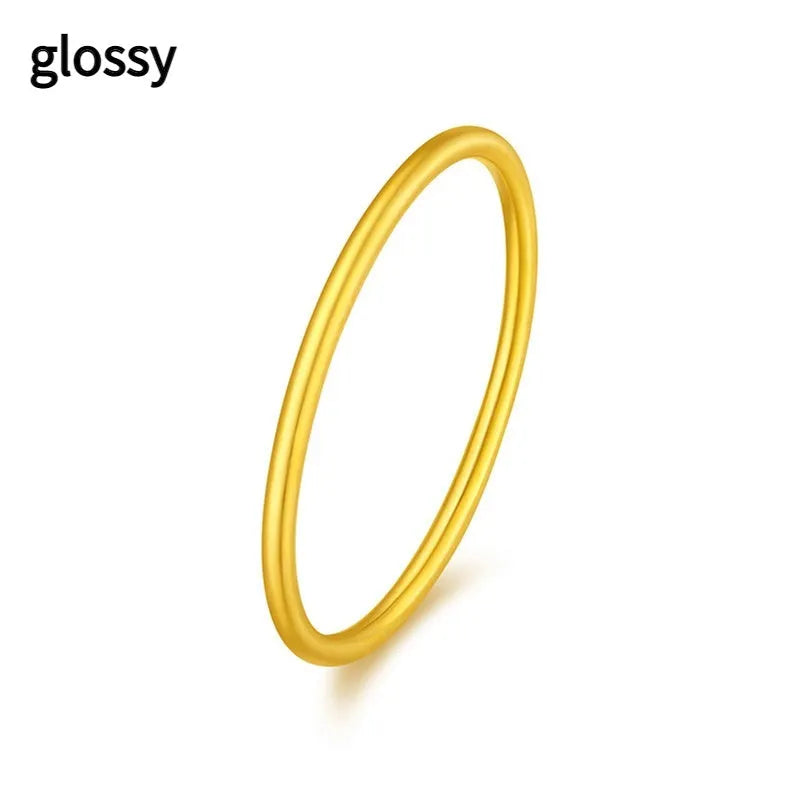 Gold-plated brass women's ring showing twist and simple bracelet styles in matte and glossy finishes.