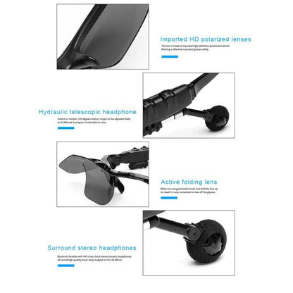 Bluetooth 5.0 Smart Sunglasses with Wireless Headphones and Microphone