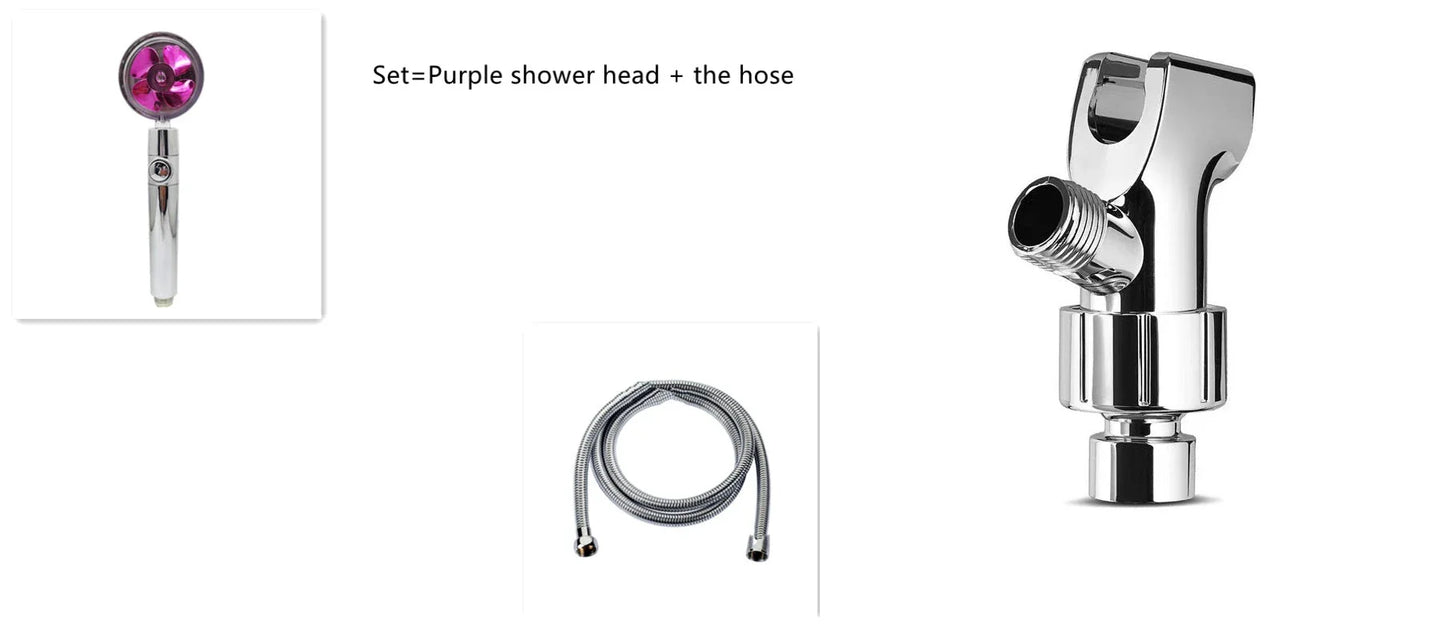 360° Rotating Shower Head with Built-In Fan - Premium ABS Plastic Construction, Water-Saving High-Pressure Spray