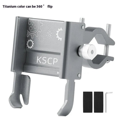Aluminium alloy mobile phone holder mount for bicycle and motorcycle handlebars in multiple colours.