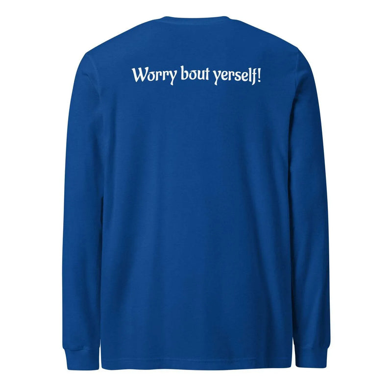 Men's loose round neck sweater in medium thickness polyester with letter and pattern print, a casual Japanese and Korean-style pullover for versatile everyday wear, available in solid blue colour and sizes from XS to XXXXL with loose fit.