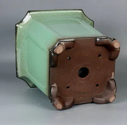 Purple clay glazed ceramic bonsai pot, 26x26x27cm, handmade classical planter for desktop or floor