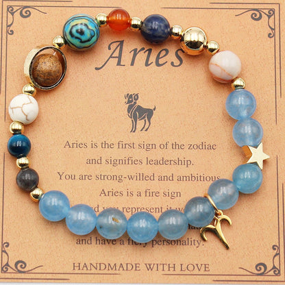 Handcrafted zodiac bracelets with natural stone beads and constellation designs