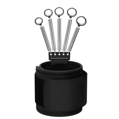 Spring steel finger trainer with adjustable resistance for hand strength exercises
