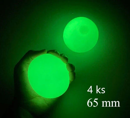 Colorful, luminous stress relief balls with a sticky surface for bouncing, squeezing, and sticking to surfaces