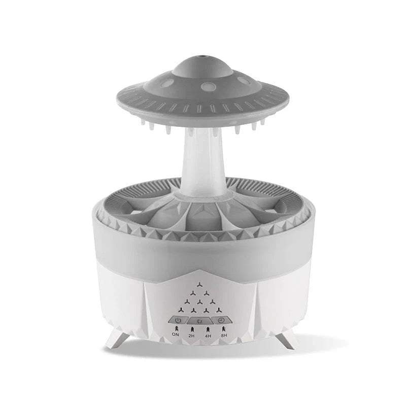 Relaxing cloud-shaped humidifier with raindrop sound, essential oil diffusion, and colorful lighting