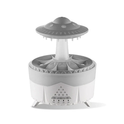Relaxing cloud-shaped humidifier with raindrop sound, essential oil diffusion, and colorful lighting