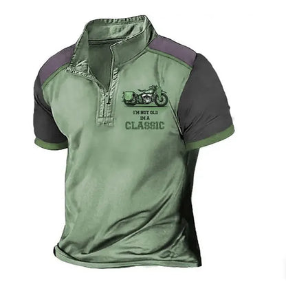 3D printed golf polo shirt in polyester bird eye cloth fabric with loose fit pullover design
